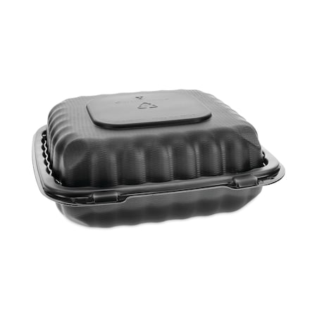 Pactiv SmartLock Microwavable Hinged Lid Container, 8.31x8.35x3.1, Blk, PK200 YCNB08010000